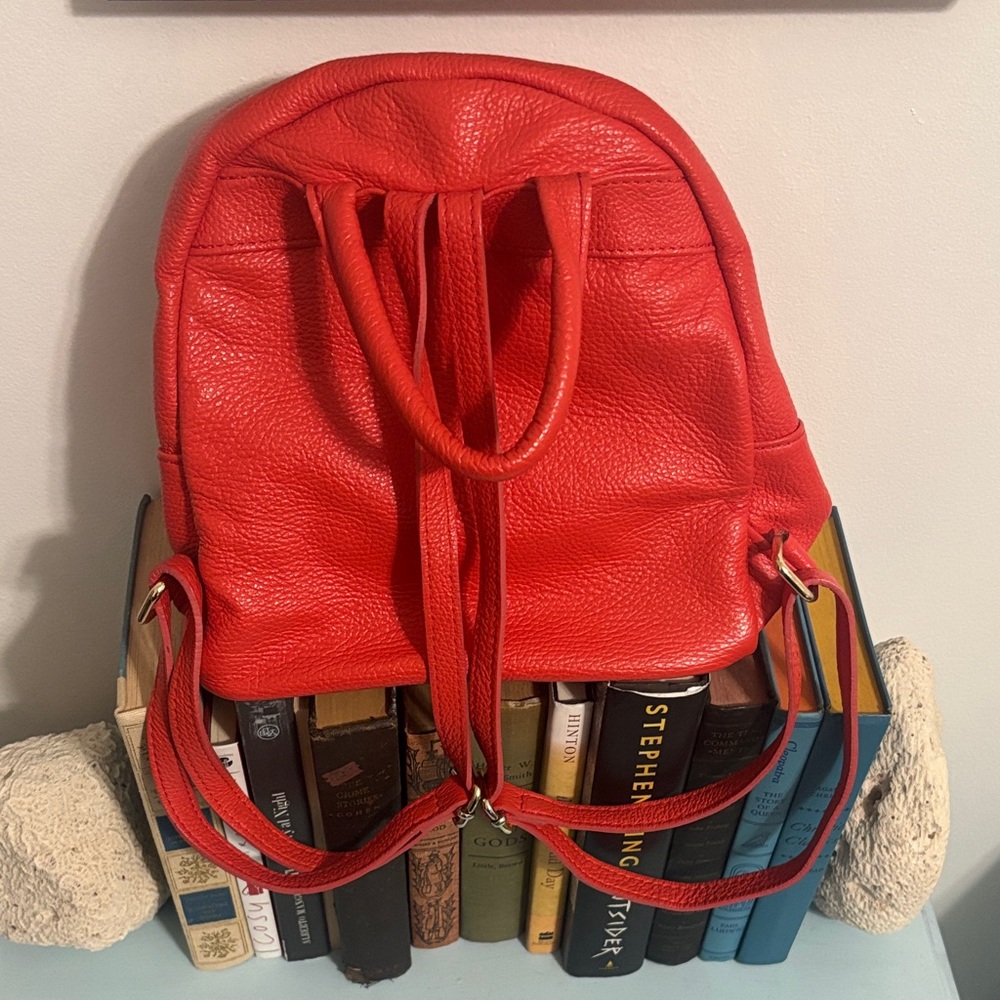 Orange Leather Mini Backpack - image 5